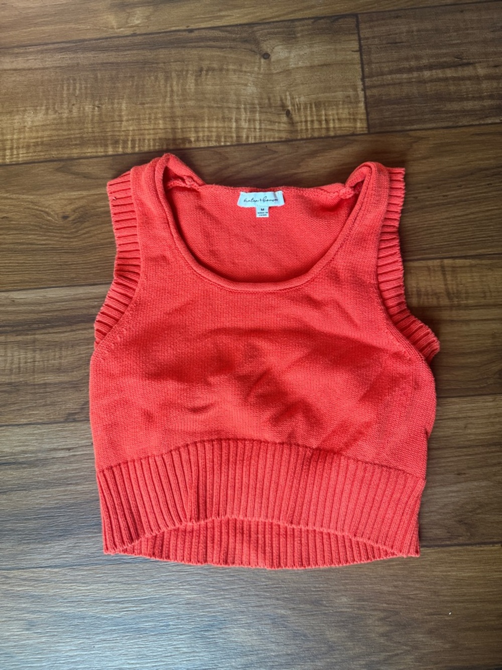 Chelsea & Violet Bright Coral Knit Cropped Tank